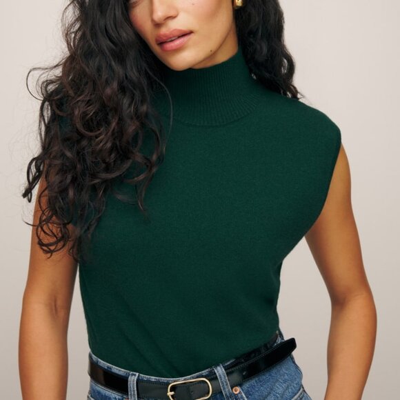 NEW Reformation Arco Cashmere Sleeveless Turtleneck Sweater M#2182 - Picture 3 of 10